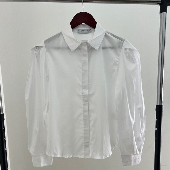 Harshman Los Angeles Claire Puff Sleeve Cotton Shirt Extra Small NWT - Picture 1 of 4